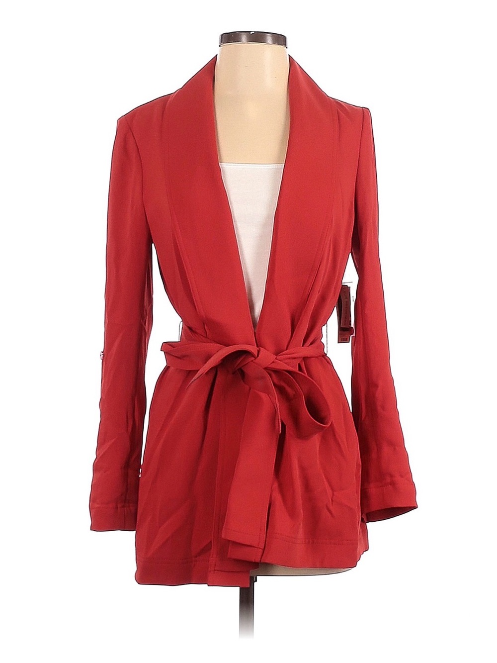 Bar III Red Tie-Waist Trench Coat